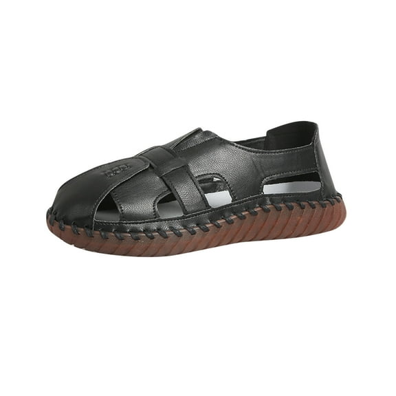 Tao Tao Women's Closed Toe Sandals Hollow Out Slip On Loafers,Comfort Walking Flat Fisherman Sandals Casual Fashion Breathable Walking Shoes Driving Shoes Black 38