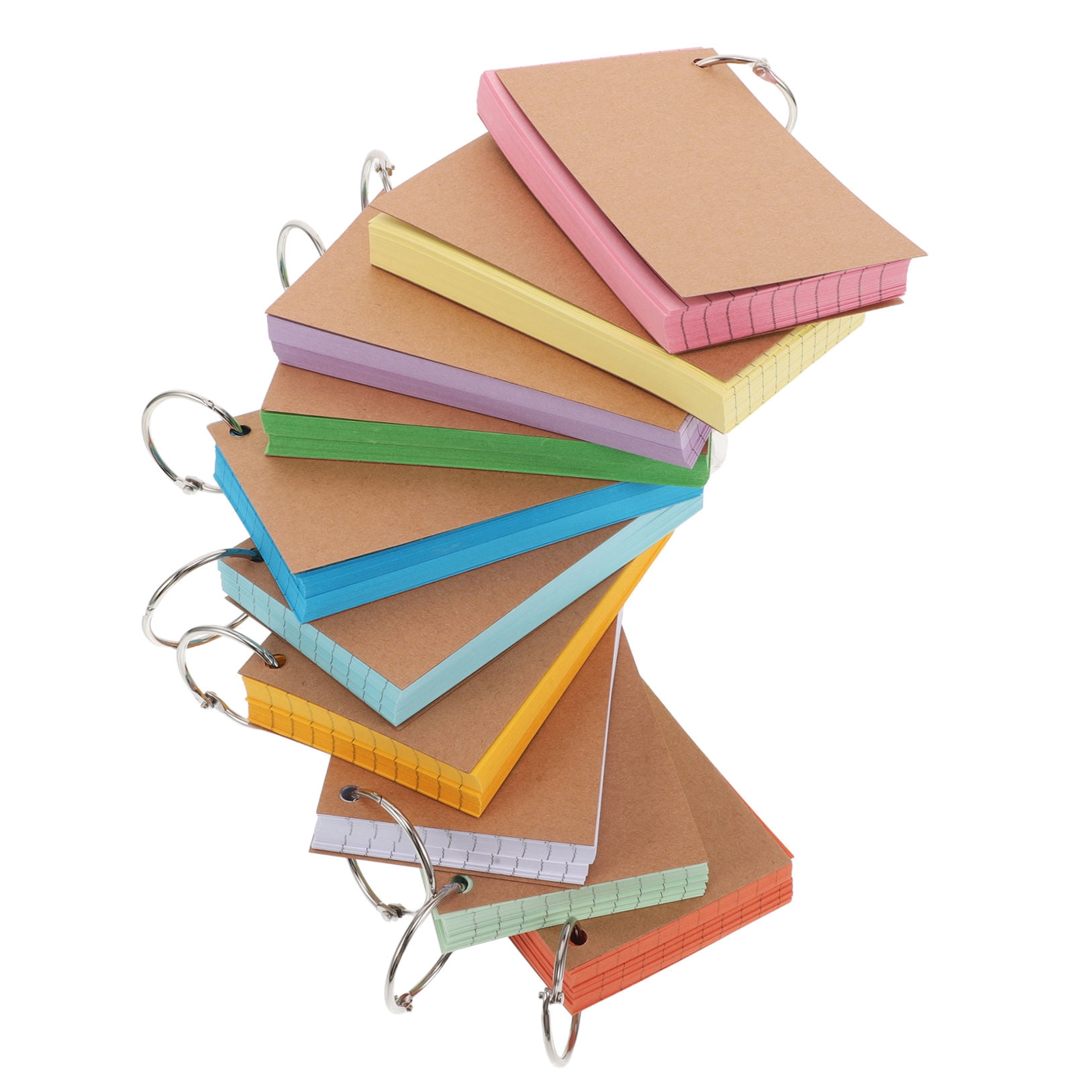 YSNOOWE 10Pcs Colored Index Cards with Paper Cover Rings for Work and Meetings
