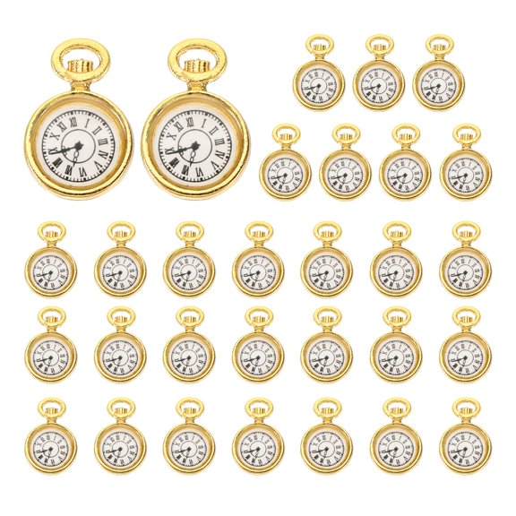 Uxcell 30 Pcs Alloy Watch Clock Charm Pendant, Gold Tone, 0.67 x 0.5 Inch