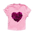 thumbnail image 2 of Women Valentines Day Rose Love Print Short Sleeve T-shirts Novelty Graphic Tops Pink, 2 of 5