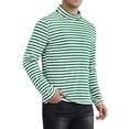 thumbnail image 4 of Camiseta de cuello alto a rayas INSPIRE CHIC para hombre, de manga larga, pulóver, camiseta a rayas 2XL verde y blanca, 4 of 6
