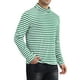 thumbnail image 4 of Camiseta de cuello alto a rayas INSPIRE CHIC para hombre, de manga larga, pulóver, camiseta a rayas 2XL verde y blanca, 4 of 6