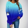 thumbnail image 4 of Womens Fall Crewneck Sweatshirts Ghost Halloween Outfits Loose Long Sleeve Gradient Sweat Shirts Casual Lounge Wear Blue, 2XL, 4 of 4