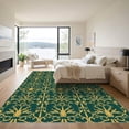 thumbnail image 3 of ODIKA 8x10 Machine Washable Non-Slip Area Rug, Farmhouse Style Trellis and Vine High Traffic Rug with Pad, Gold, 914496, 3 of 8