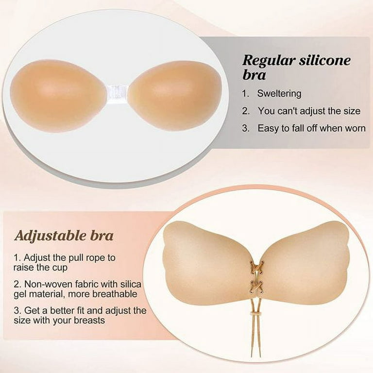 Sticky Bra Backless Adhesive Strapless Invisible Push Up Stick on Bras for  Women Dresses 2 Pair Reusable Nipple Cover