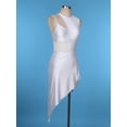 thumbnail image 3 of Haitryli Women Latin Dance Dress One-Shoulder Cut Out Walz Ballroom Performance Outfits White M, 3 of 7