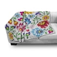 thumbnail image 3 of Polish Folk Art Soft Flannel Fleece Throw Blanket, European Floral Ornament Wzory Lowickie Colorful Flowers, Cozy Plush for Indoor and Outdoor Use, 70" x 90", Multicolor, by Ambesonne, 3 of 6