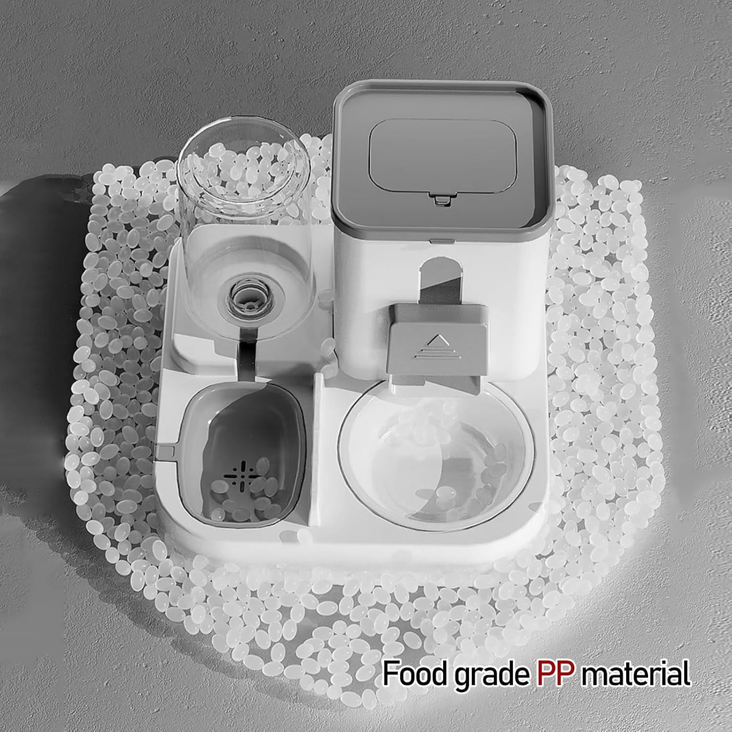 RKXQT Automatic Cat Feeders - Cat Feeder Automatic with Ceramic Bowl, Cat Automatic Feeder for Small Medium Kitten Puppy Pets, Gray