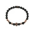 thumbnail image 2 of Crucible Jewelry Men's Onyx Stone and Rose Gold Plated Skull Bead Stretch Bracelet (8mm), 2 of 3