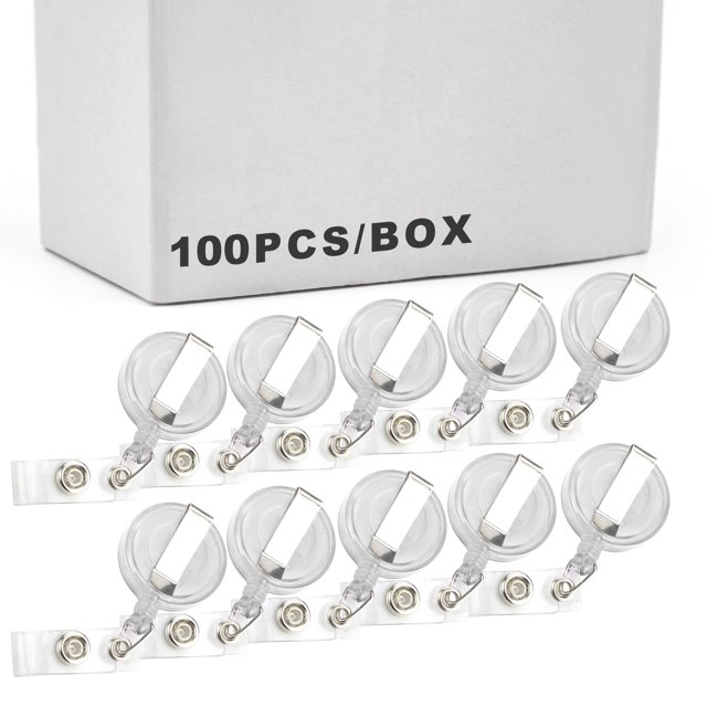 Muka 100 Pcs Porte-Badge Rétractable Transparent Enrouleur de Carte Rétractable