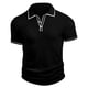thumbnail image 3 of Blusa y camisa de manga corta con cuello vuelto para hombre, de 3 botones y solapa. Camisa informal de manga corta con solapa para hombre., 3 of 7