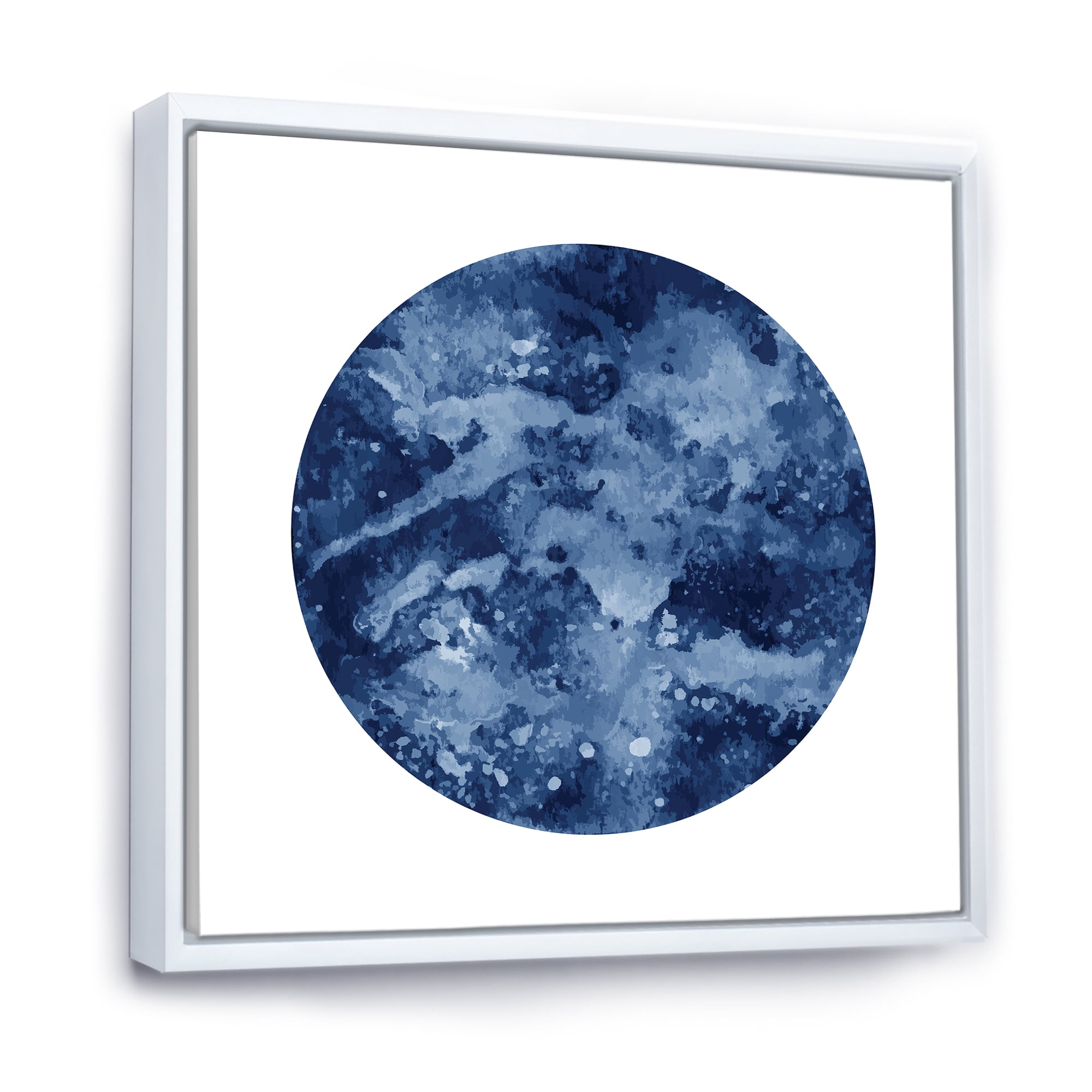 Designart 'Blue Space Galaxy Circle' Modern Framed Canvas Wall Art Print
