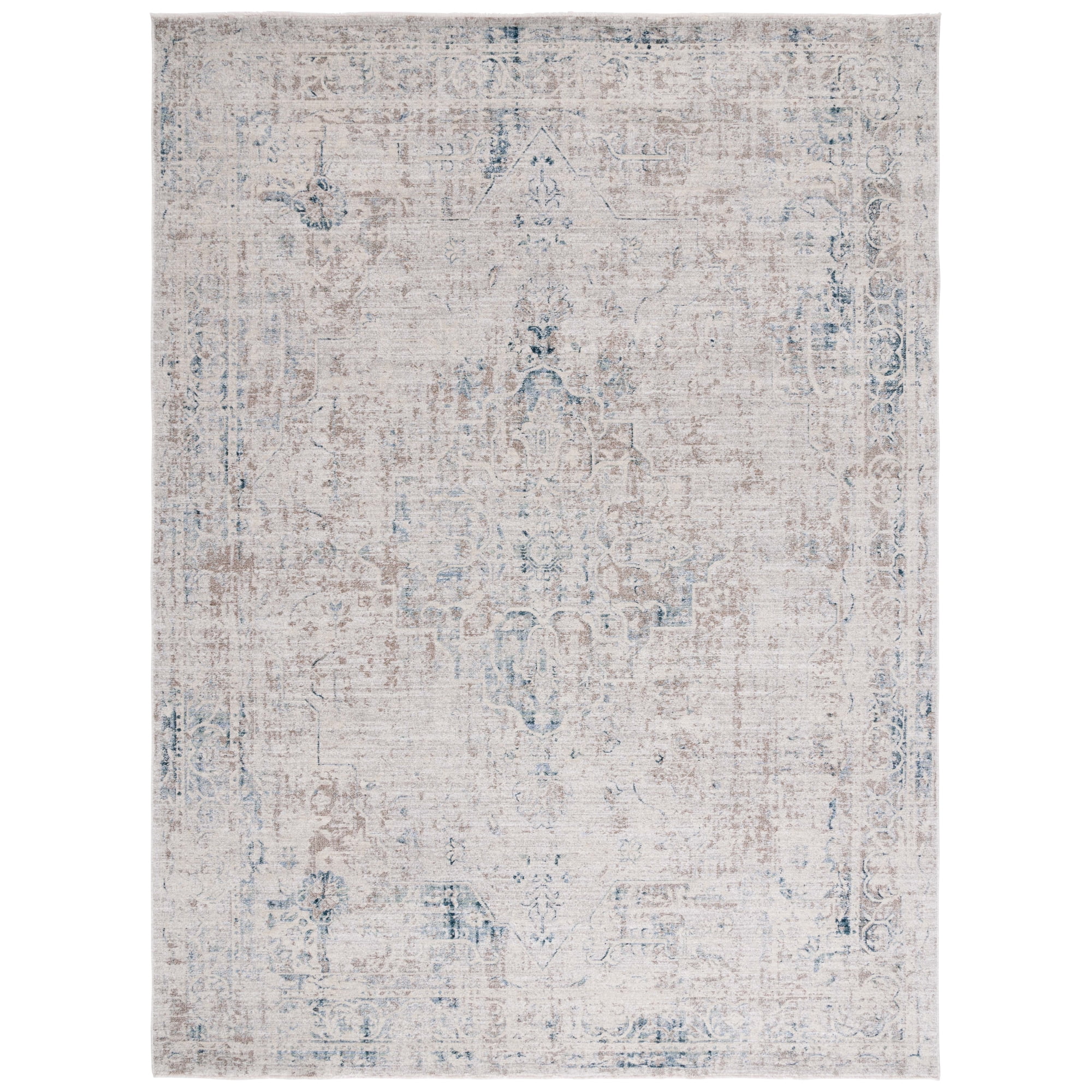 SAFAVIEH Antique Patina Cherlyn Distressed Polyester Area Rug, Gray/Blue, 8' x 9'6"