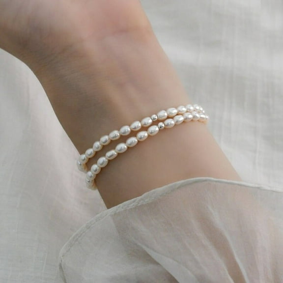 Freshwater Pearl Stretch Bracelet, Rice Pearl Wedding Bracelet, Bridal Bridesmaid Gift