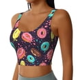 thumbnail image 2 of Goofa Donuts1 Printed Sports Bras for Women, High Impact Running Bra Workout Crop Tank Tops Longline Sports Bra Push up-Large, 2 of 9