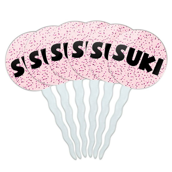 Suki Cupcake Picks Toppers - Set of 6 - Pink Speckles