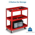 thumbnail image 4 of Aukfa 3-Tier Utility Cart with Wheels, 450 lb Heavy Duty Rolling Tool Cart Service Cart for Warehouse, Garage, Red, 4 of 12