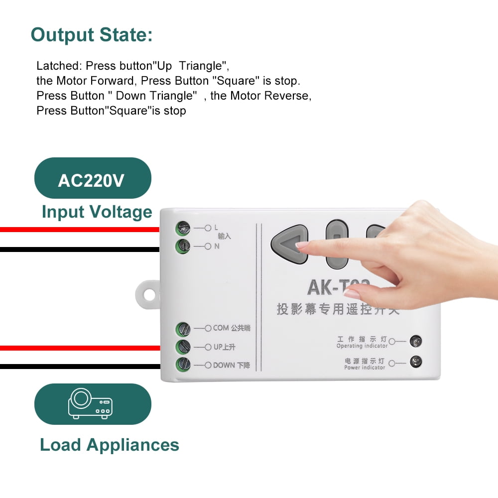 Wireless Remote Control Up Down Switch 433MHz for Projection Screen//Garage Doors