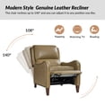 thumbnail image 4 of Genuine Leather Recliner Chair Push Back Upholstered Armchair Wingback Lounge Sofa Wood Leg Home Decor Living Room Bedroom Taupe, 4 of 9