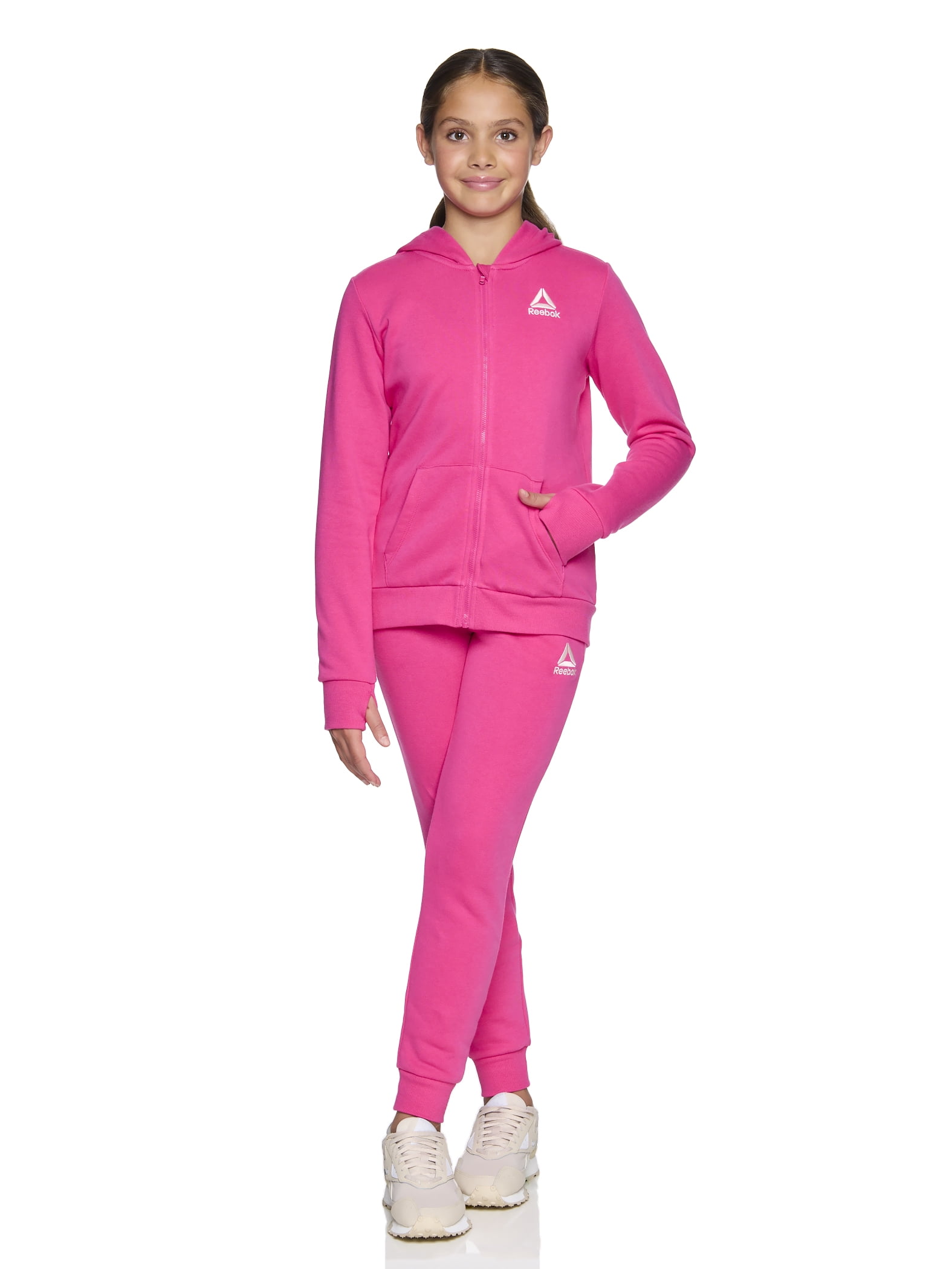 Reebok Girl’s Game Day Fleece Full Zip Hoodie, Sizes 4-18