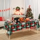 thumbnail image 5 of Mantel navideño Harliver con diseño de búfalo y copos de nieve, desechable, de plástico rojo y verde, rectangular, para fiestas navideñas de invierno, 137 x 274 cm, 5 of 7