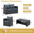 thumbnail image 6 of 4 Piece Patio Furniture Sets All Weather Outdoor Sectional Patio Sofa Manual Weaving Wicker Rattan Patio Seating Sofas with Gray Cushion and Glass Table, 6 of 6