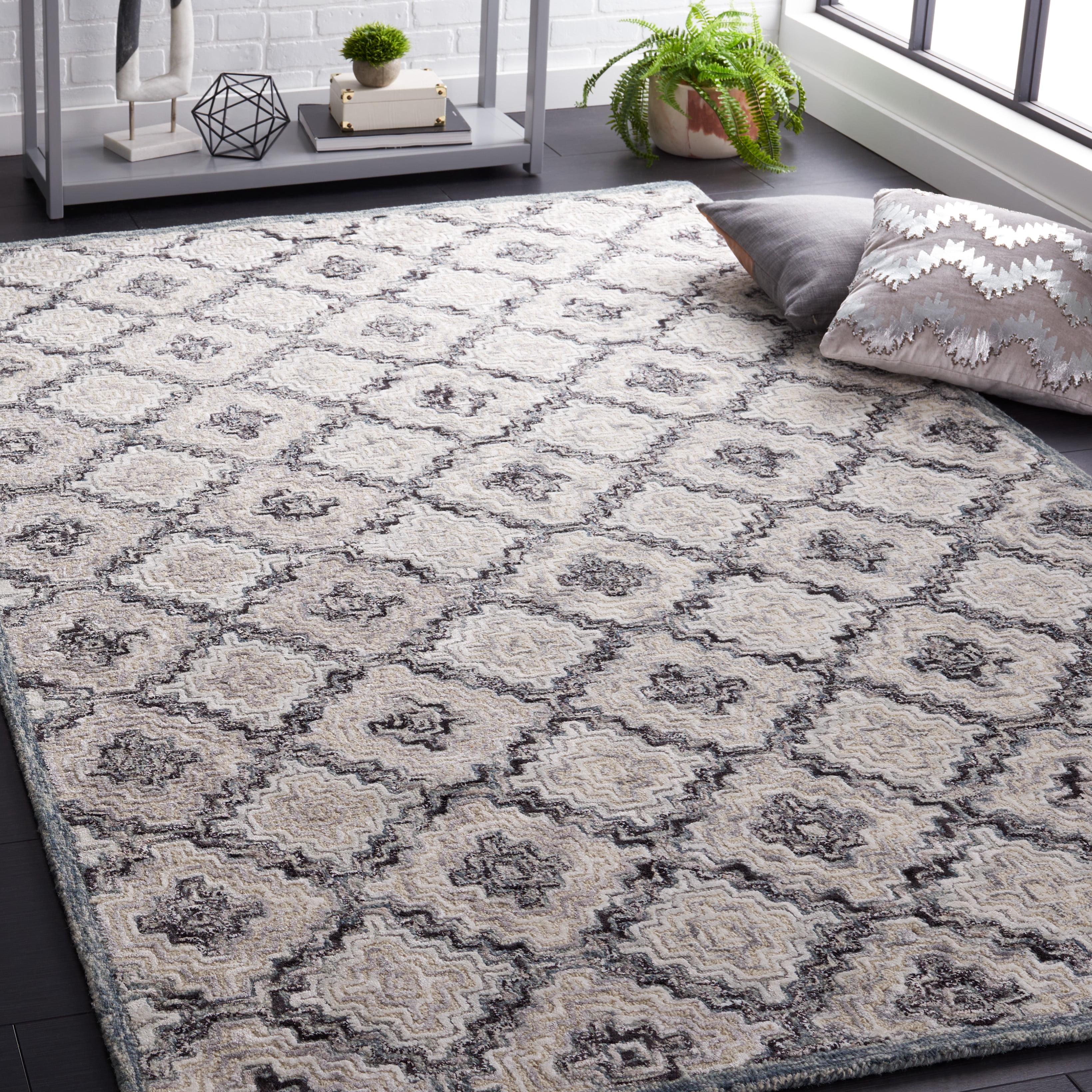 SAFAVIEH Soho Donette Geometric Area Rug, Grey/Ivory, 8' x 10'