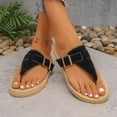 thumbnail image 5 of Rokment Women's Flat Flip Flops Sandals Beach Casual Suede Buckles Waterproof Soles Platform Gladiator Thongs Dress Slip on Slides Summer Vacation Black Size 5.5, 5 of 7