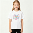 thumbnail image 2 of Pastel Plaid Hearts Girls Graphic Tee, Cute Grid Smiley Love 100% Cotton Kids Short Sleeve T-Shirt, 2 of 5