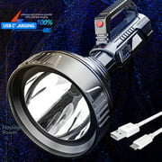 Tenozek 50000 Lumens Portable Searchlight Big Beam Long-Range Flashlight USB Rechargeable Waterproof LED Torch Outdoor Patrol Flashlight