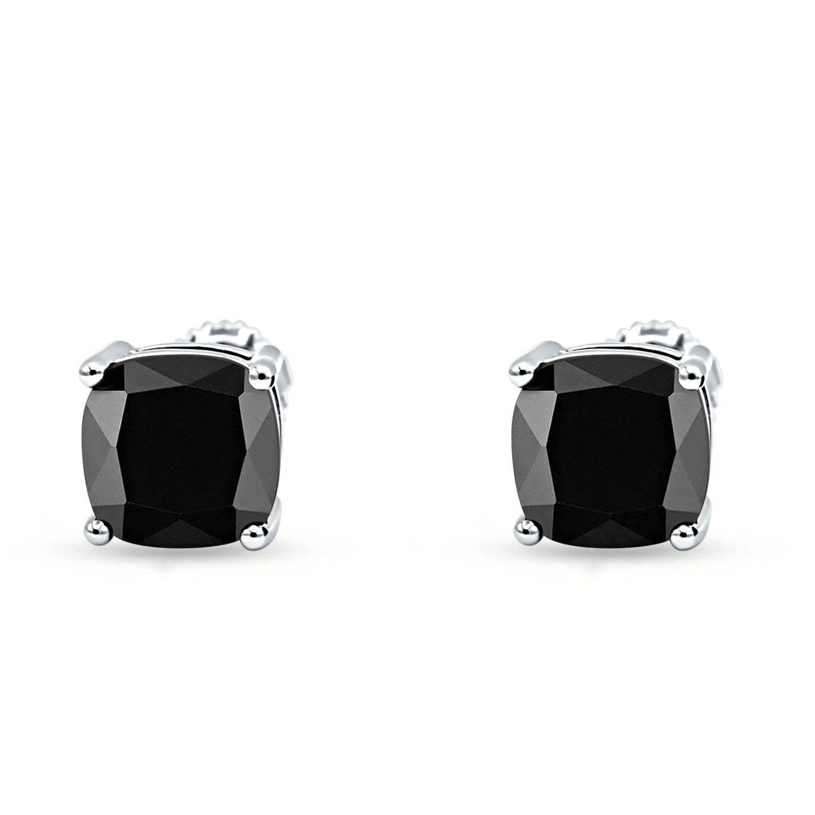 6mm Solitaire Screw Back Stud Earring Cushion-Cut CZ Solid 925 Sterling Silver