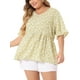 thumbnail image 1 of Blusas de verano para mujer de talla grande Agnes Orinda con escote en V, mangas con volantes y estampado floral 3X amarillo claro, 1 of 8
