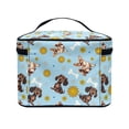 thumbnail image 4 of HELLHERO Dachshund and Daisy Pattern Polyester Makeup Travel Case Makeup Skincare Organizer Double Zipper Handy With Brush Storage Carry-on Travel Essentials Brush Storage, 4 of 6