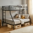 thumbnail image 6 of ASINMAK Twin-over-Full Bunk Beds for adult, Metal BunkBeds with 2 Ladders & Full Length Guardrail, Noise Free Full Size Bunk Bed Easy to Assemble- Black, 6 of 7