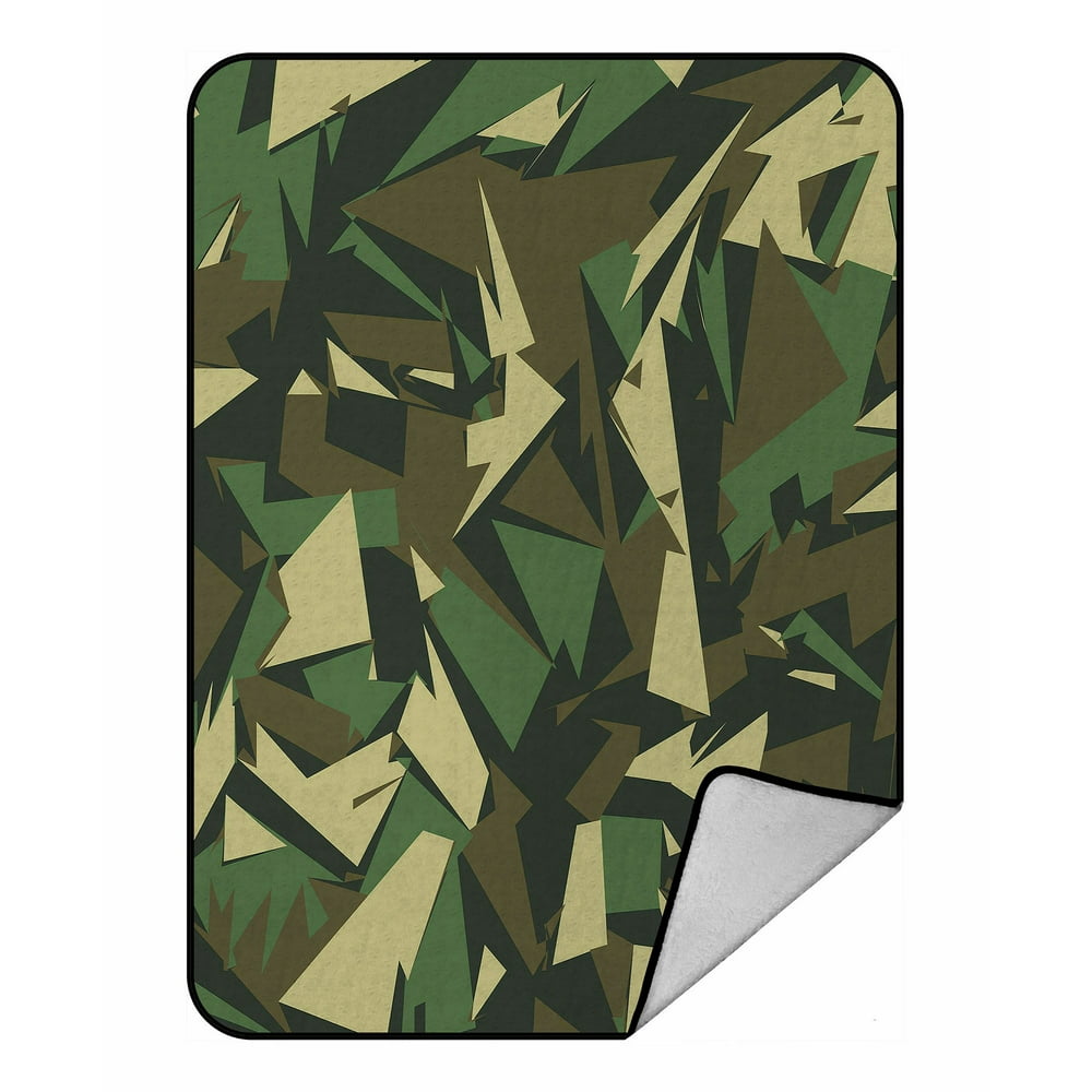 ABPHQTO Camouflage Camo Triangles Shapes Fleece Blanket Fleece Back