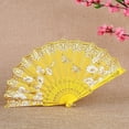 thumbnail image 3 of D-GROEE Folding Fan, Cloth Folding Hand Fan, For Cooling, Performances, Decorations, Gifts, Vintage Style Exquisite Pattern Folding Fan Photography Prop, 3 of 6
