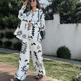 thumbnail image 4 of AURA Women Oversized Printed Shirt Wide Leg Pants Set S-XXL Casual Outfit, 4 of 5