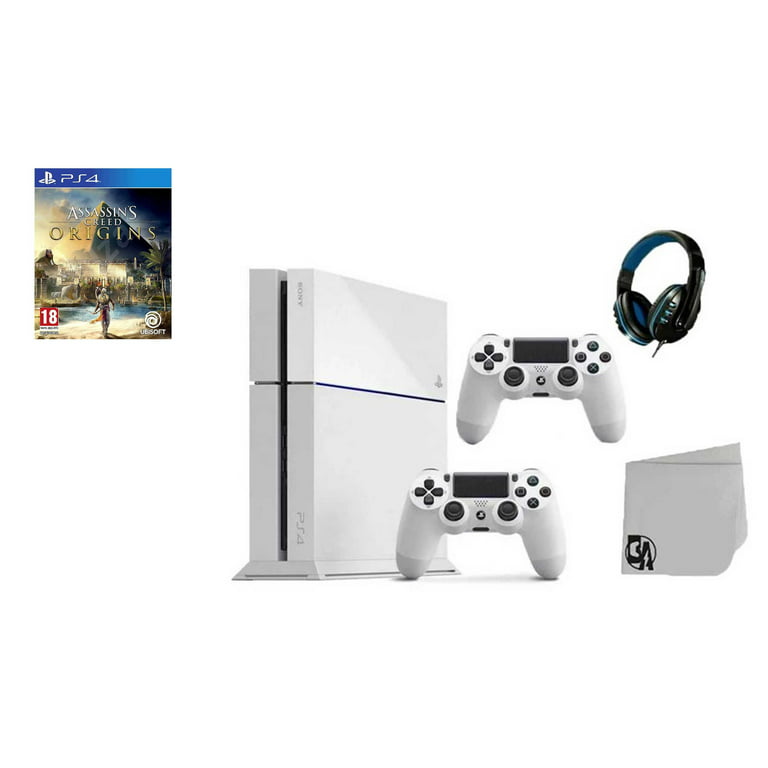 Apparatet Tage med Stige Sony PlayStation 4 500GB Gaming Console White 2 Controller Included with  Assassin's Creed Origins BOLT AXTION Bundle Like New - Walmart.com