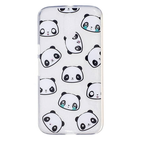 BESTONZON Phone Case Special Painting TPU Transparent Protective Phone Cover Shell for Moto G4/G4 Plus(Panda)