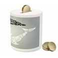 thumbnail image 3 of Dolphin Piggy Bank, Monochrome Subaquatic Design with Floral Details on Greyscale Background, Ceramic Coin Bank Money Box for Cash Saving, 3.6" X 3.2", Pale Grey Black White, by Ambesonne, 3 of 4