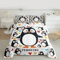 thumbnail image 2 of Homewish Cute Cartoon Penguin Bedding Comforter Set,Antarctic Wild Animal Twin Comforter Sets,Colorful Heart Print Bedding Set For Boys Hgirls,Breathable Home Decor Reversible,2pcs, 2 of 8