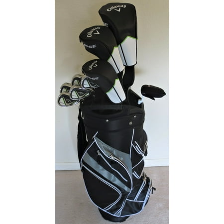 Mens Callaway Complete Golf Set - Driver, Wood, Hybrid, Irons, Putter, Cart Bag Regular (Best Callaway Driver Ever Made)