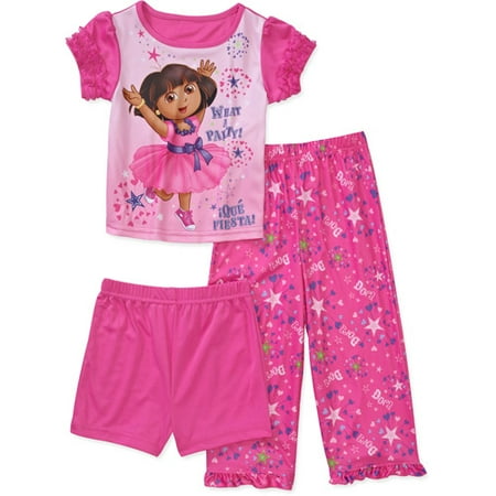 Nickelodeon Baby Girls' Dora 3-Piece Pajama Set