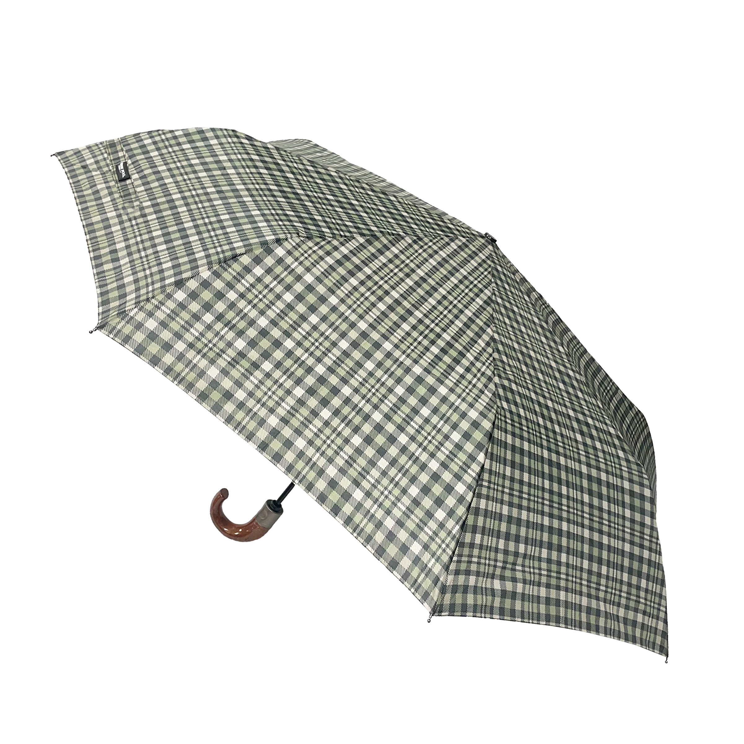 London Fog Automatic Open/Close Umbrella with Curved Wood Handle