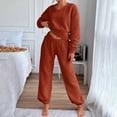 thumbnail image 4 of UAMVSH Womens Fleece Sets Warm Winter Long Sleeve Crew Neck Tops and Elastic Waist Cinch Bottom Pants Fuzzy Fluffy 2 Piece Outfits(X-Large,Red), 4 of 7