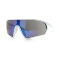 thumbnail image 5 of Mens Classic Oversized Shield Color Mirror Wrap Around Sport Plastic Sunglasses White - Blue Mirror, 5 of 8