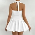 thumbnail image 5 of Telankuip Women's Halter Bubble Dress Trendy Sleeveless Backless Mini Dresses with Adjustable Sash for Party Evening Gala Club Night out Casual Solid Color Short Dressy White S, 5 of 8