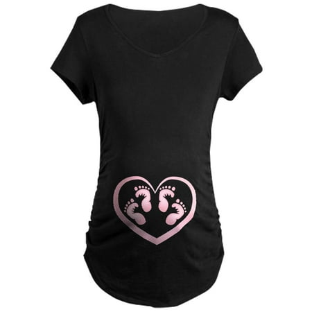

CafePress - Baby Girl Twins Footprints Maternity T Shirt - Maternity Dark T-Shirt