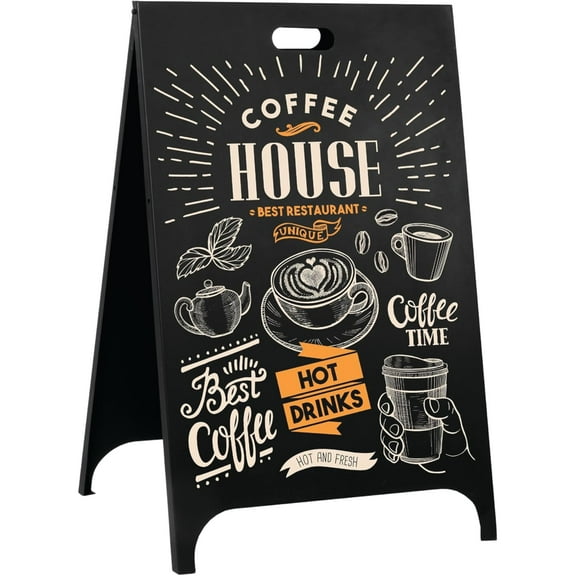 Ilyapa Modern All Metal Double Sided A Frame Chalkboard Sidewalk Sign - 19 x 30 inch Magnetic Chalk Menu Board Restaurant & Vendor Display Supplies