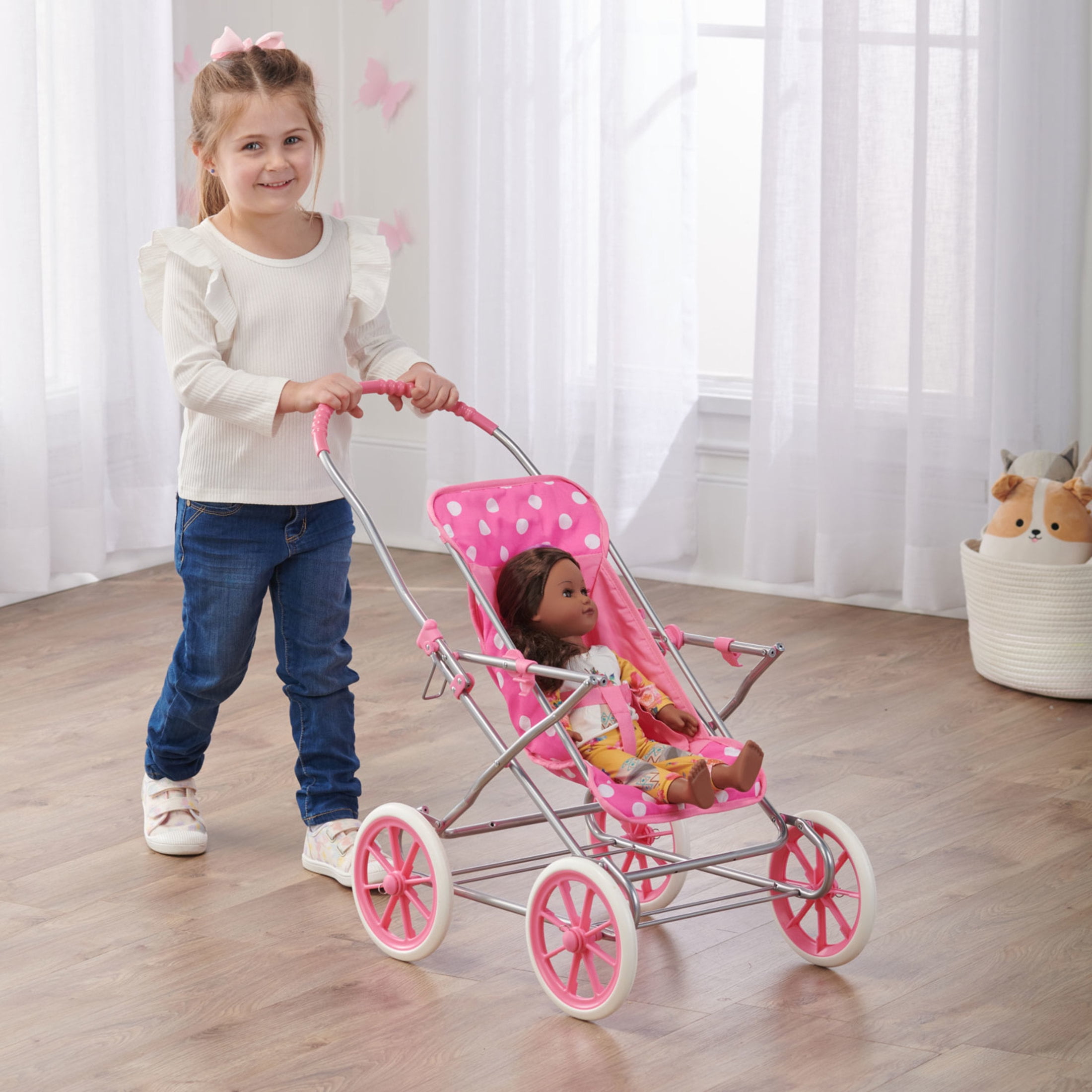 Just Like Mommy 3-in-1 Doll Pram/Carrier/Stroller - Pink/Polka Dots